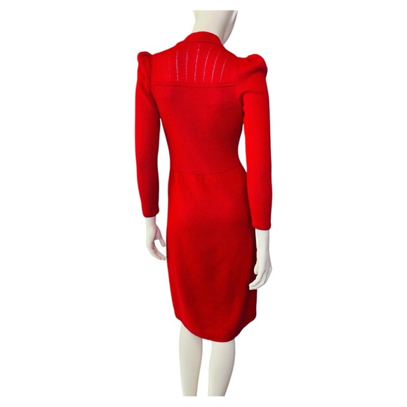 70s/ 80s Vintage Designers St John & Lillie Rubin Red Knit Dress‎ XS - Picture 4 of 12
